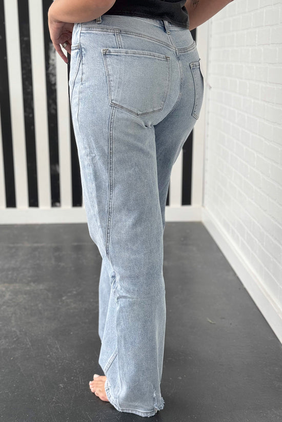 Large -size jeans beautiful blue with light deputy *