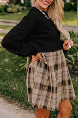 Sudadera de mini tose de tamaño alto a cuadros y mosaico negro *