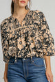 Boho blouse with frowned flower -faced *