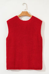 Buttoned Sweater in single -red textured knitting *