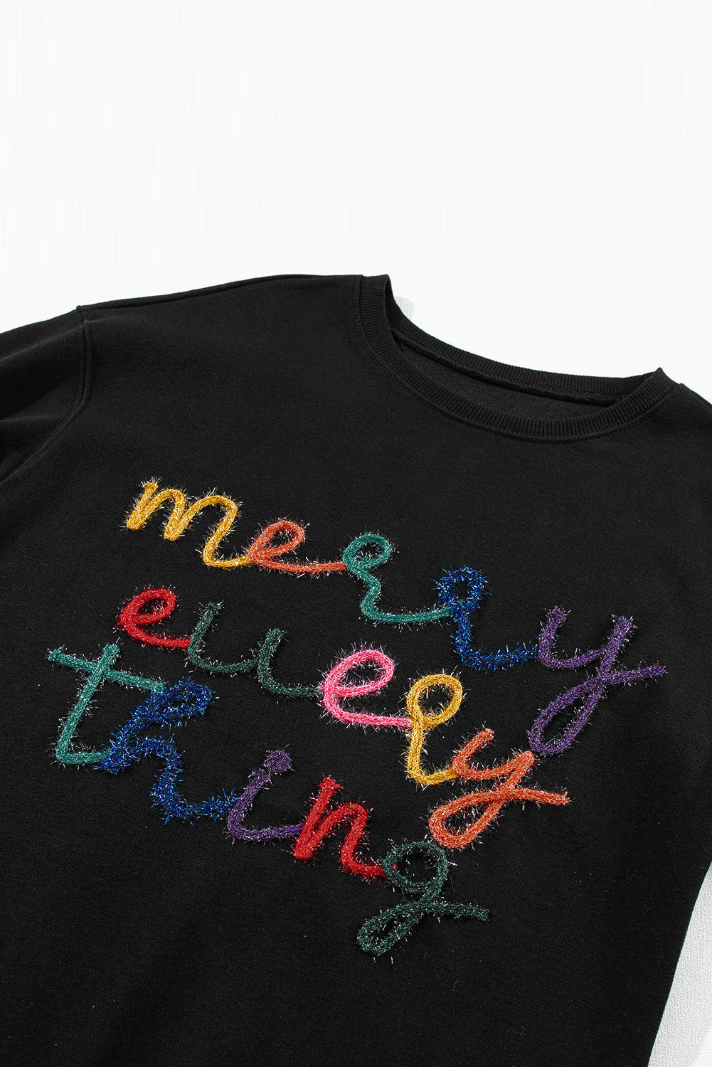 Sweat-shirt noir à slogan « Merry Every Thing Tinsel »