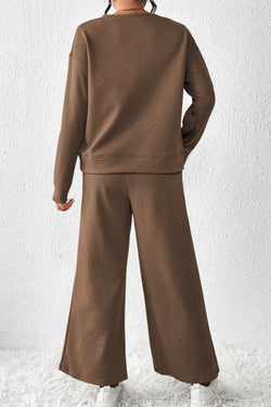 Tenue 2 pièces ample texturée marron foncé