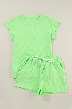 Ensemble short à carreaux vert clair *