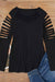 Black Ripped Long Sleeve Top with Mesh Patch