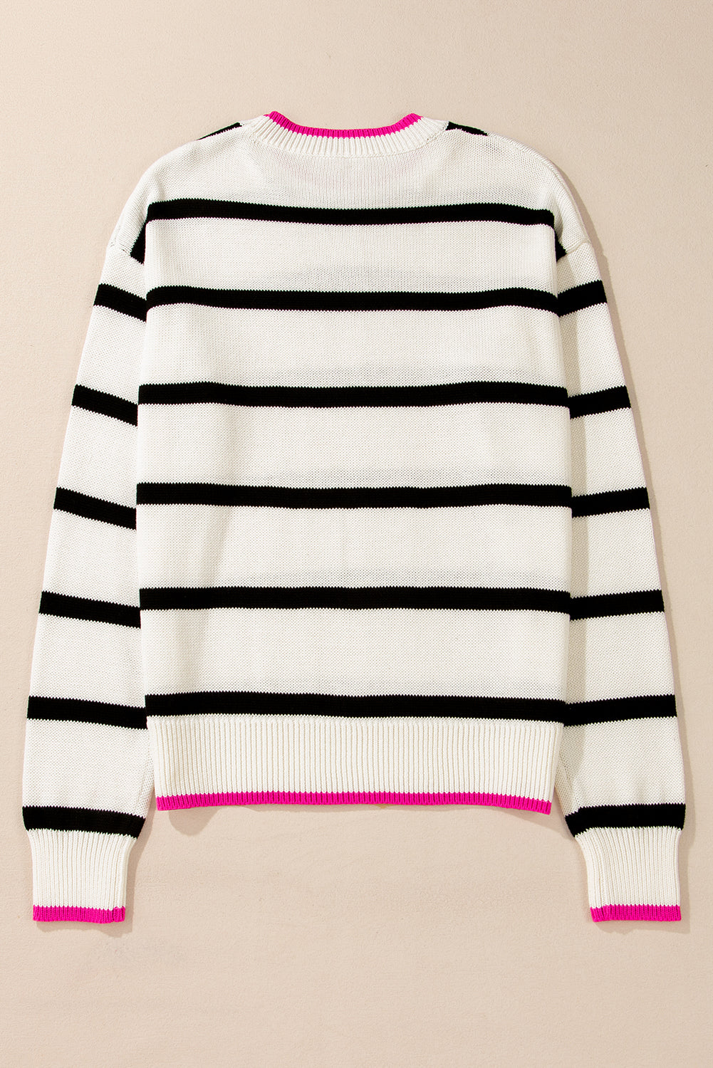 Blanc Stripe Color Contrast Drop Spolder Crew Noup Pull