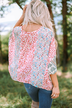 High multicolored cape with floral and animal print