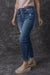 Skinny jeans high blue size aged effect with buttoned fly