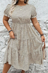 Robe évasée à manches courtes de grande taille *