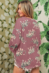 Relaxed sweatshirt with red pink animated print