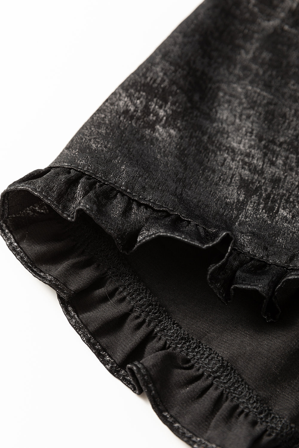 Chemisier babydoll noire métallisée à volants  *-A WOMAN WE LOVE