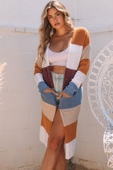 Cardigan long en tricot multicolore à blocs de couleurs ouvert sur le devant-A WOMAN WE LOVE