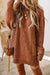 Large knitted knitting sweater dress with drooping shoulder coffee