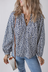 Chemisier bleu à imprimé floral et col en V cranté *-A WOMAN WE LOVE
