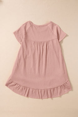 United pink high with short sleeves and ruffle hem