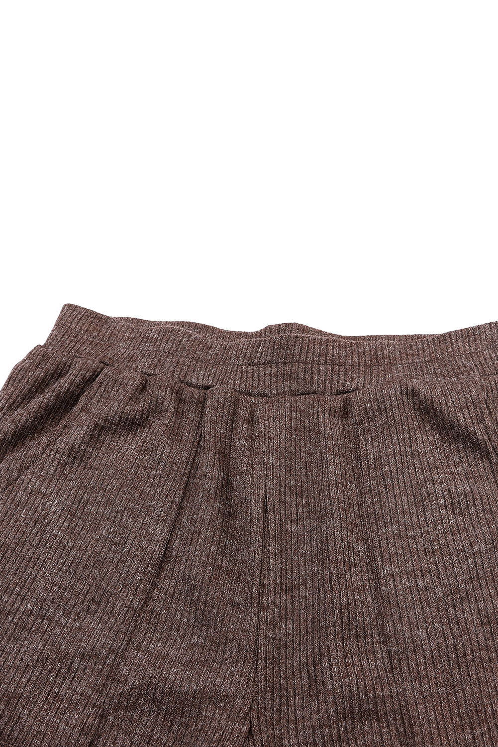 Brown Caned Caned Collared Henley Top and Pants Lounge