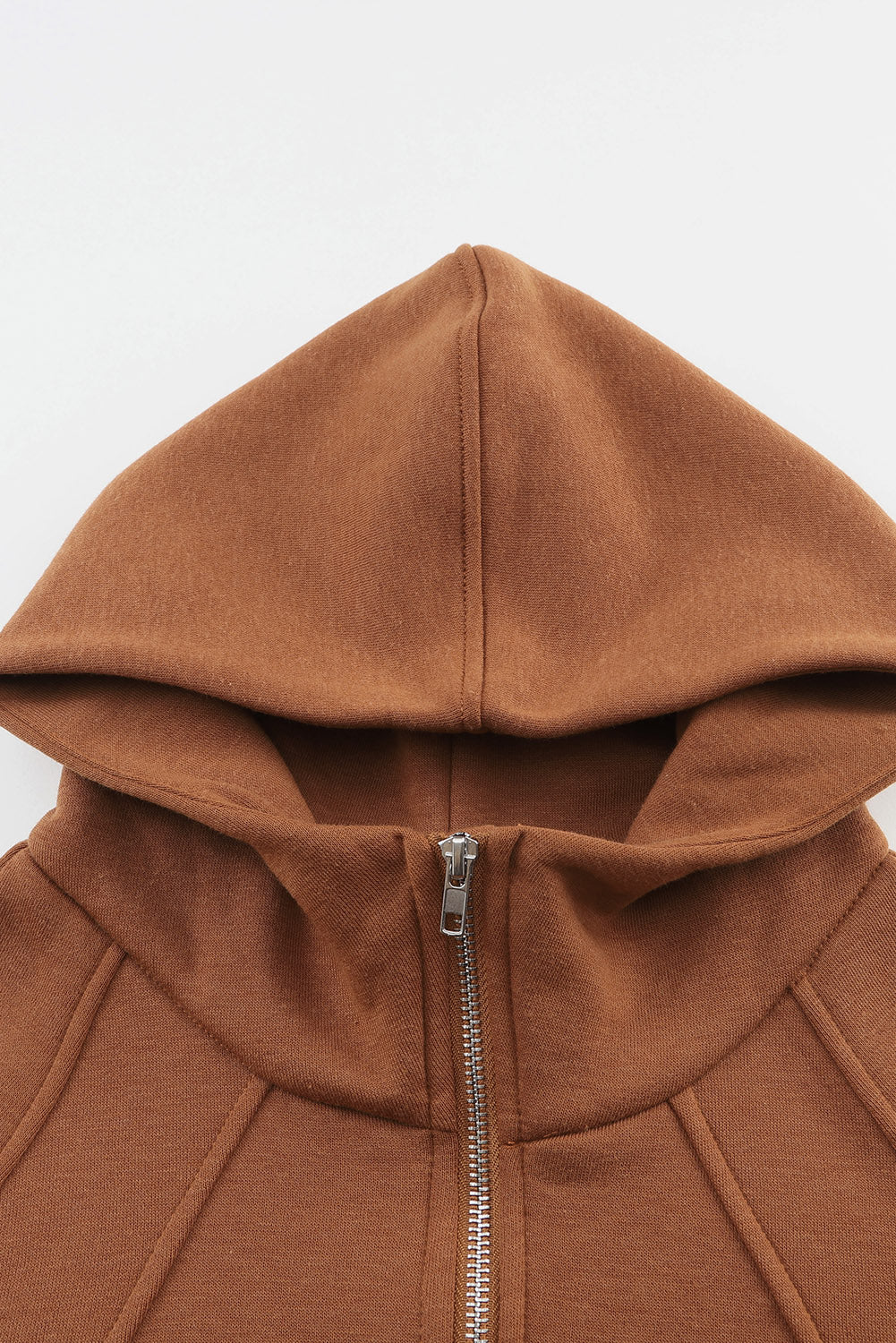 Brown Quarter Zip Kangaroo Pocket Hoodie