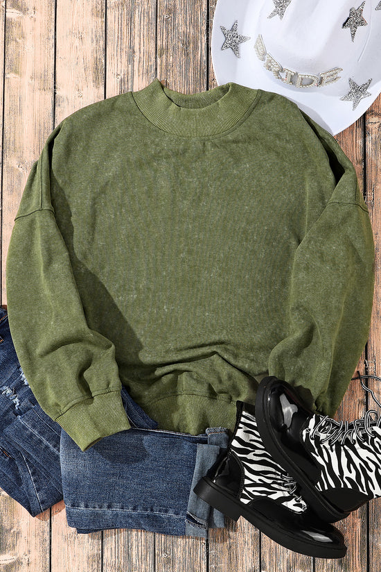 Green Crew Neck Drop Shoulder Sweatshirt