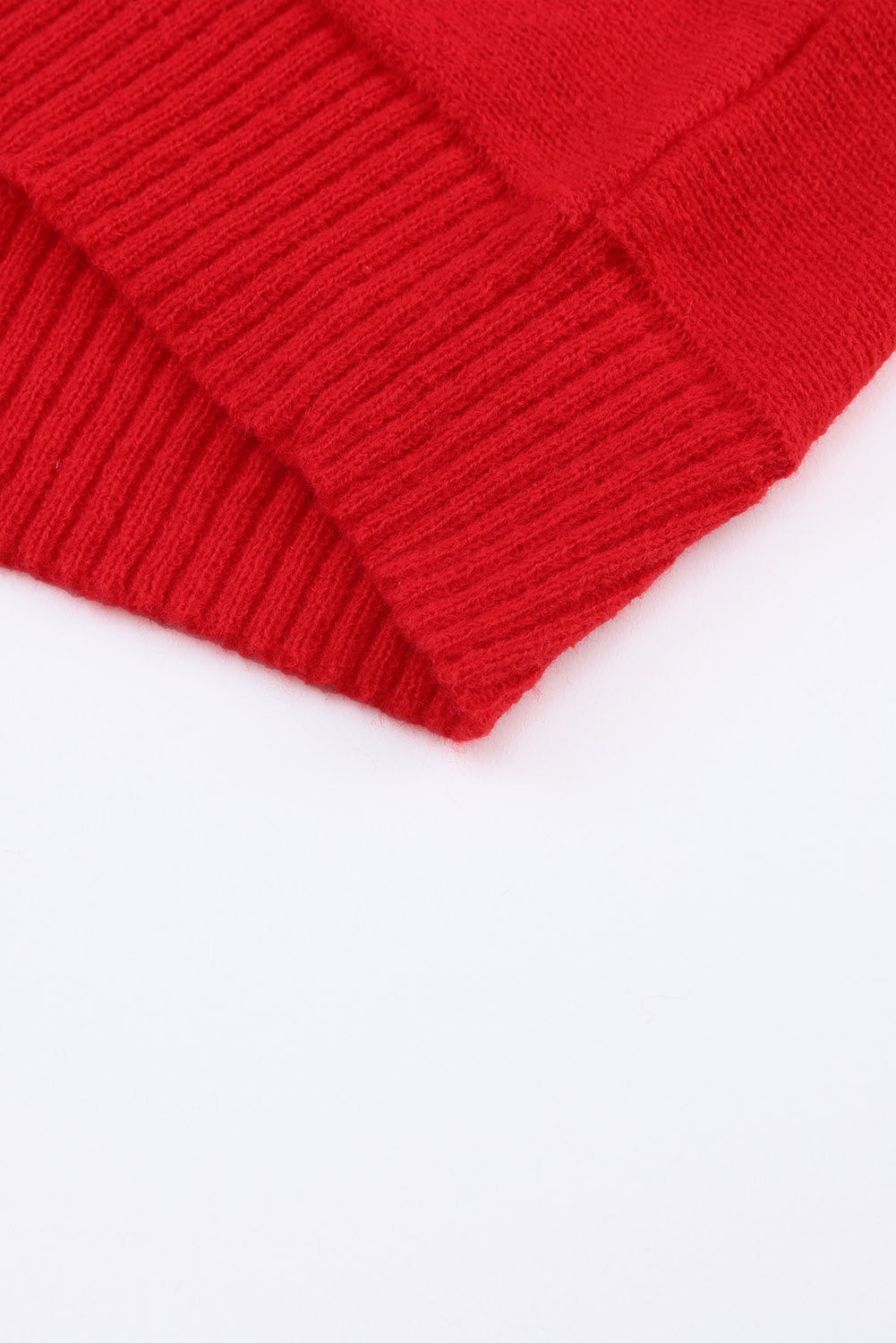 Red Merry Letter Embroidered High Neck Sweater