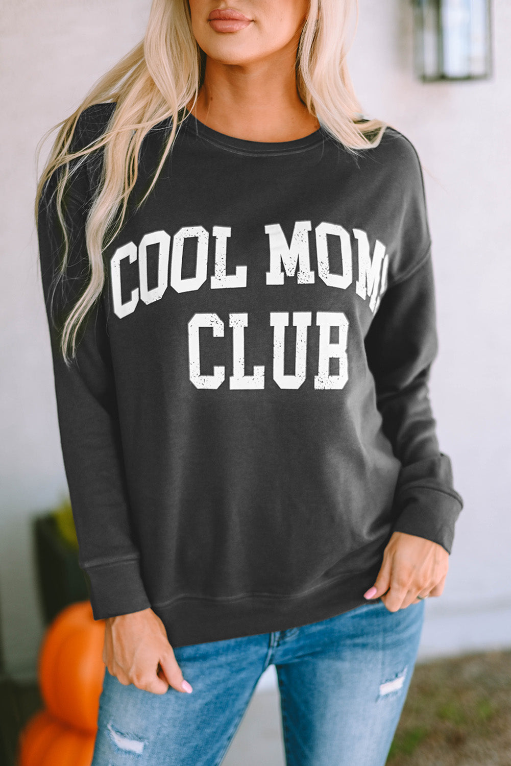 COOL MOMS CLUB Gray Drop Shoulder Sweatshirt