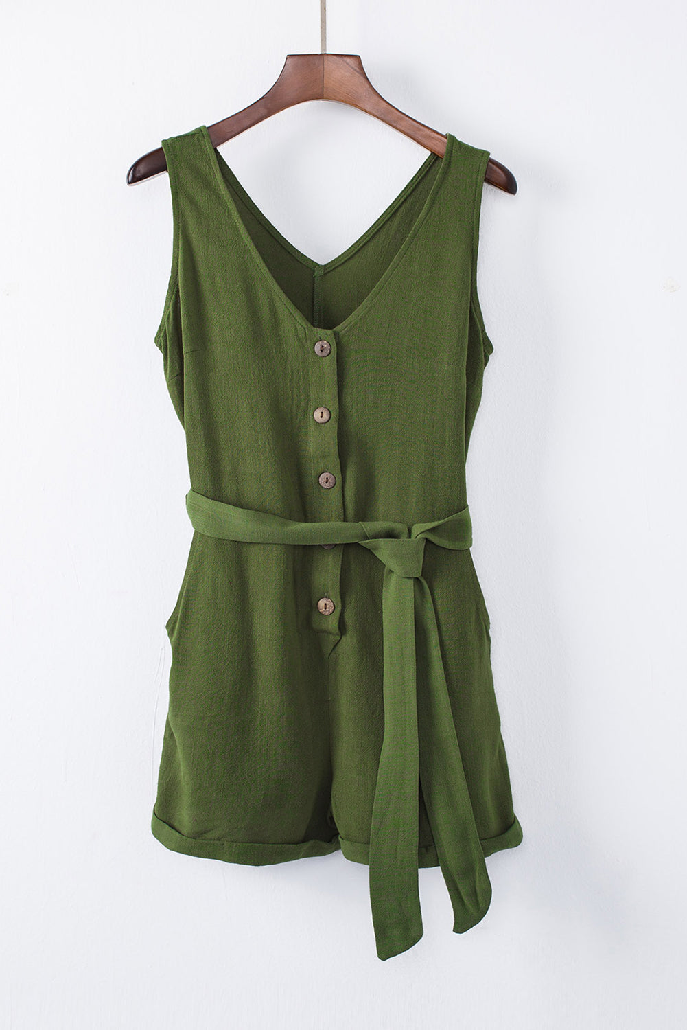 Bottone verde a V Neck Ganper con cintura