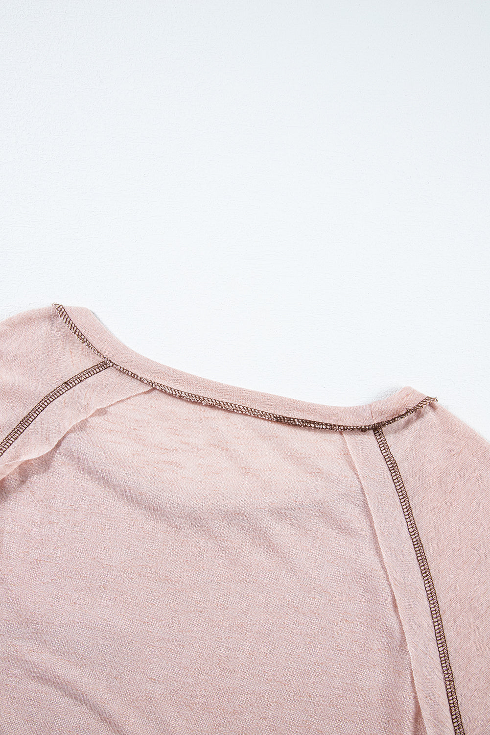 Dusty Pink Exposed Naht Detail Lose T-Shirt