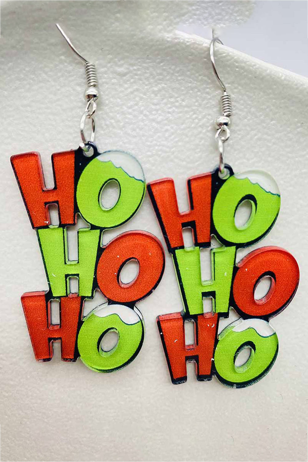 Boucles d'oreilles de Noël pendantes vertes HO HO HO