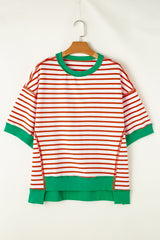 Camisetas de borde y parte inferior de naranja, de gran tamaño, contrastes, costuras expuestas