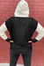 Black textured buttoned hoodie with kangaroo pocket color block