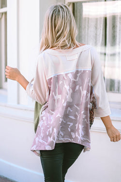 Multicolor Patchwork Oversized Top with Exposed Seams