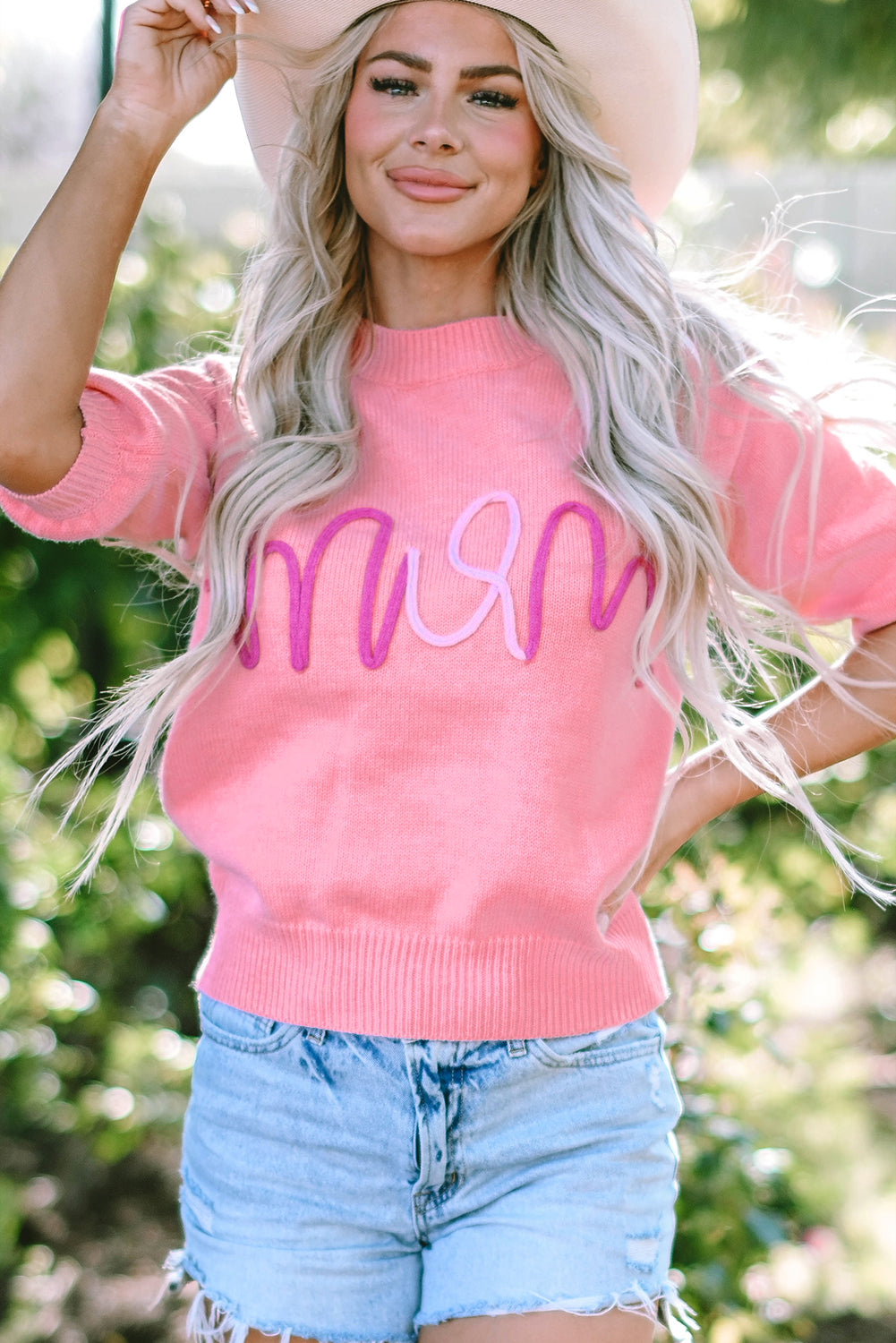 Bonbon Mom Tinsel Front Kurzarmpullover