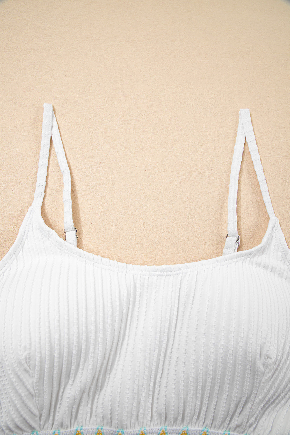Bikini Taille Haute – Design Colorblock avec Tissu Texturé *