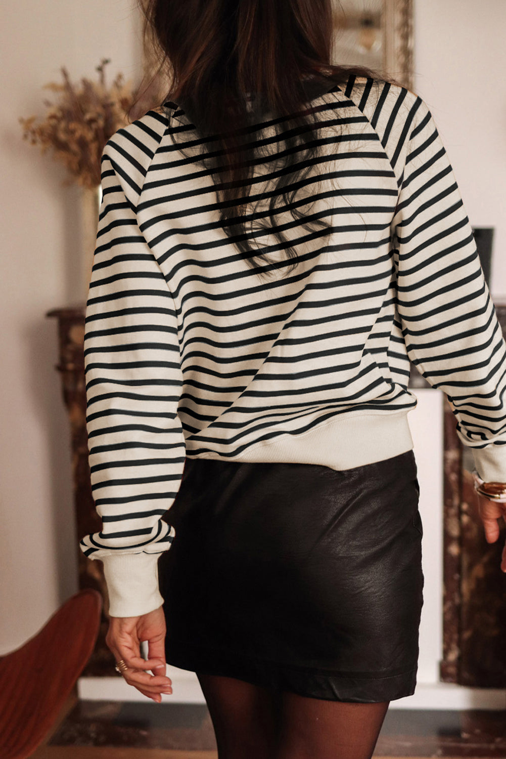 Sudadera gráfica abotonada con rayas negras ciao amore