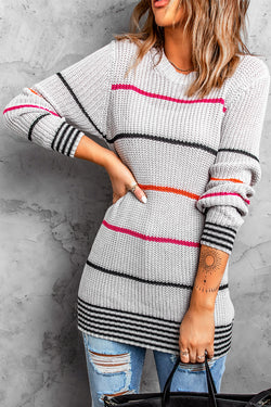 Gray ribbed knitted sweater *