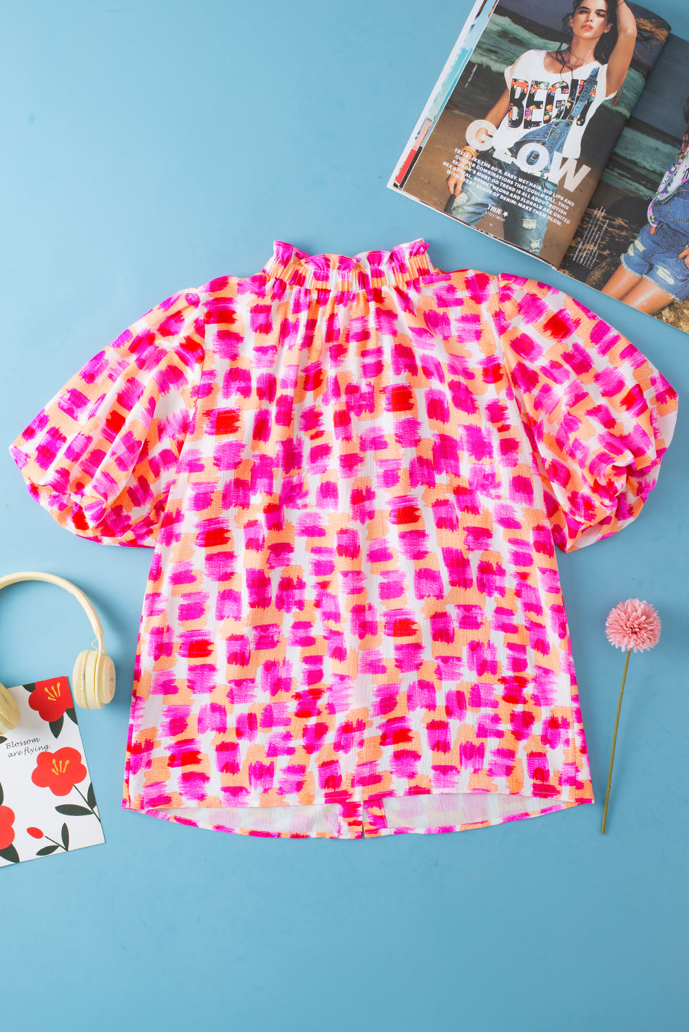 Chemisier rose à imprimé abstrait *-A WOMAN WE LOVE