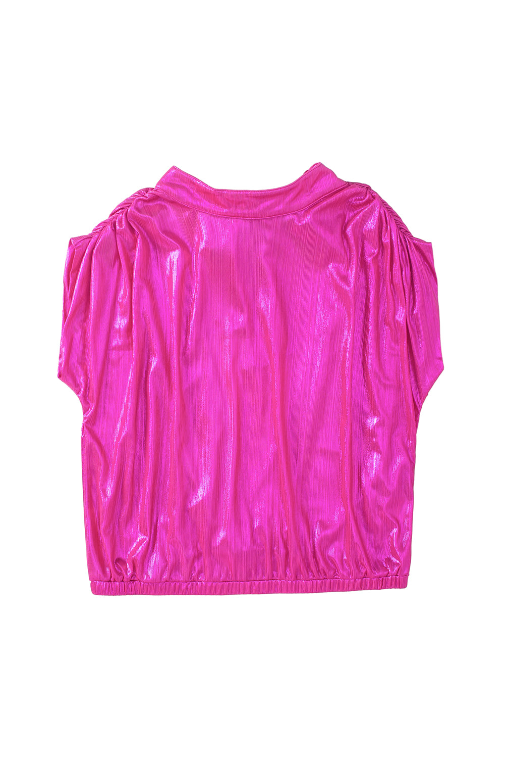 Maniche arricciate rosa brillante blusa senza schienale annodata