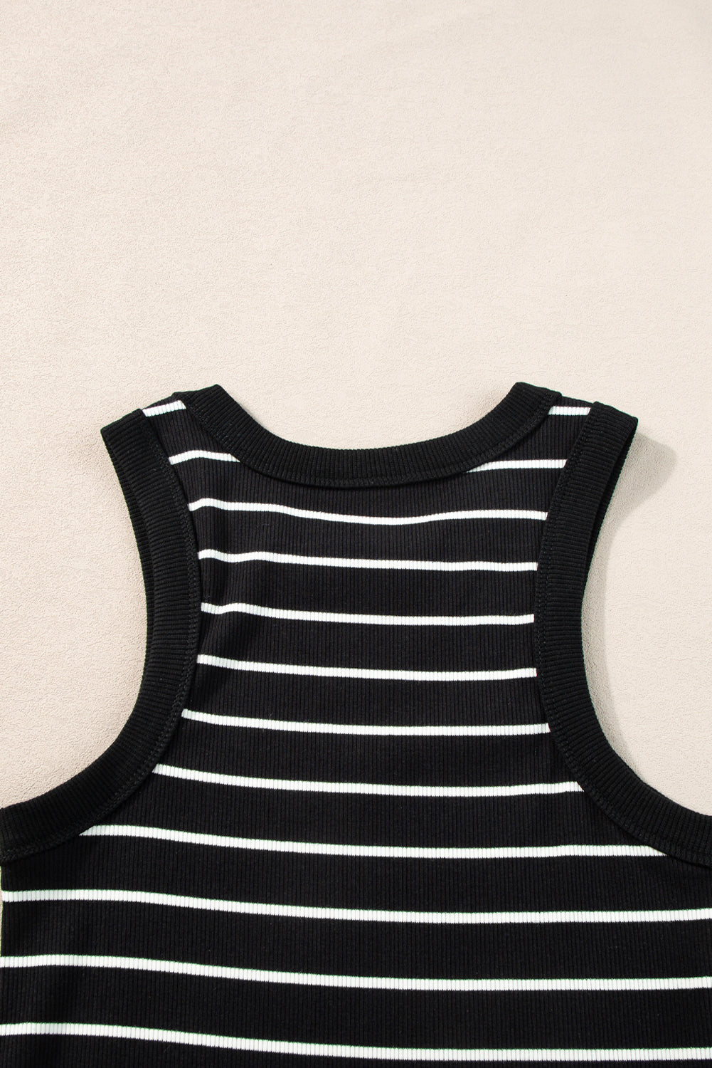 Black Stripe Ribbed Treen Tank Mini Robe