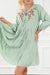 Green tiered floral embroidered ruffle dress