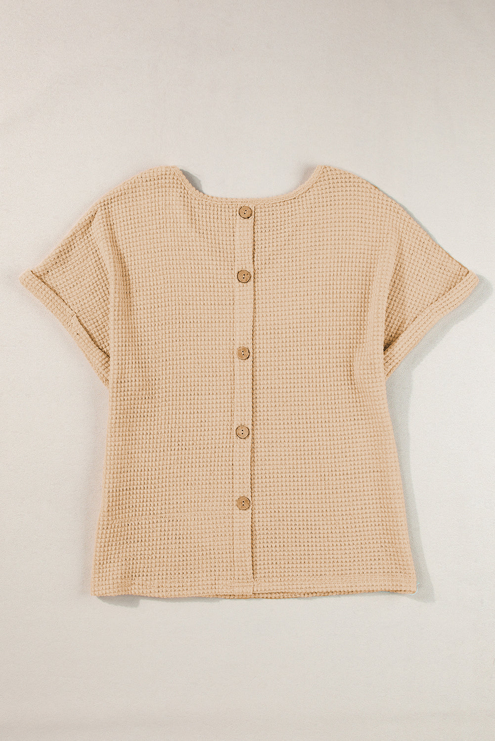 T-shirt à manches retroussées et boutonné en tricot texturé à l'avoine