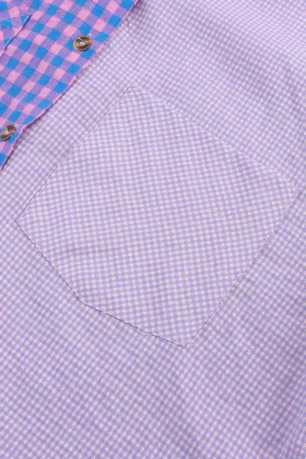 Bouton à plaid mixte violet chemise de poche à manches longues