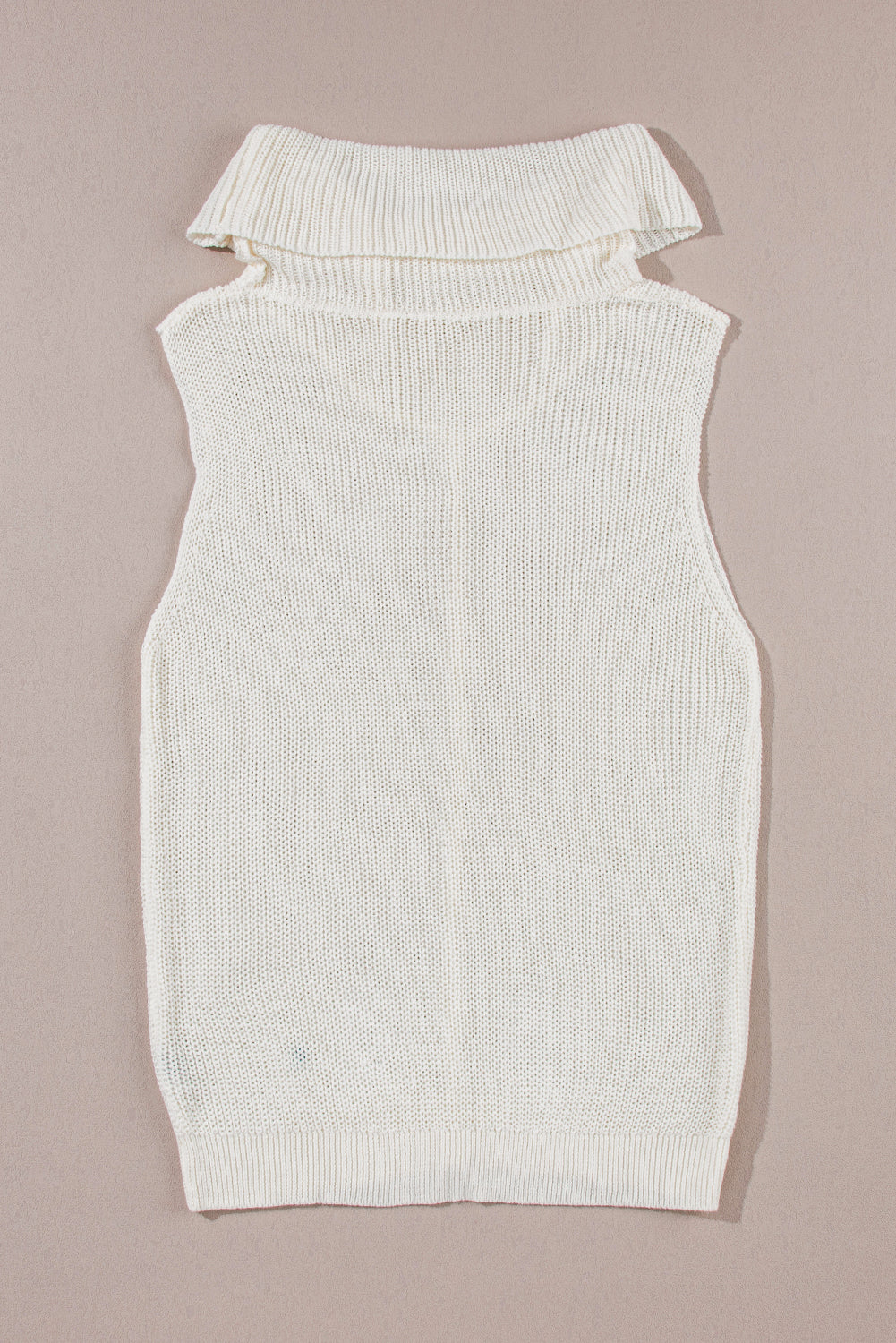 White Central Seam Cowl Neck Sweater Vest