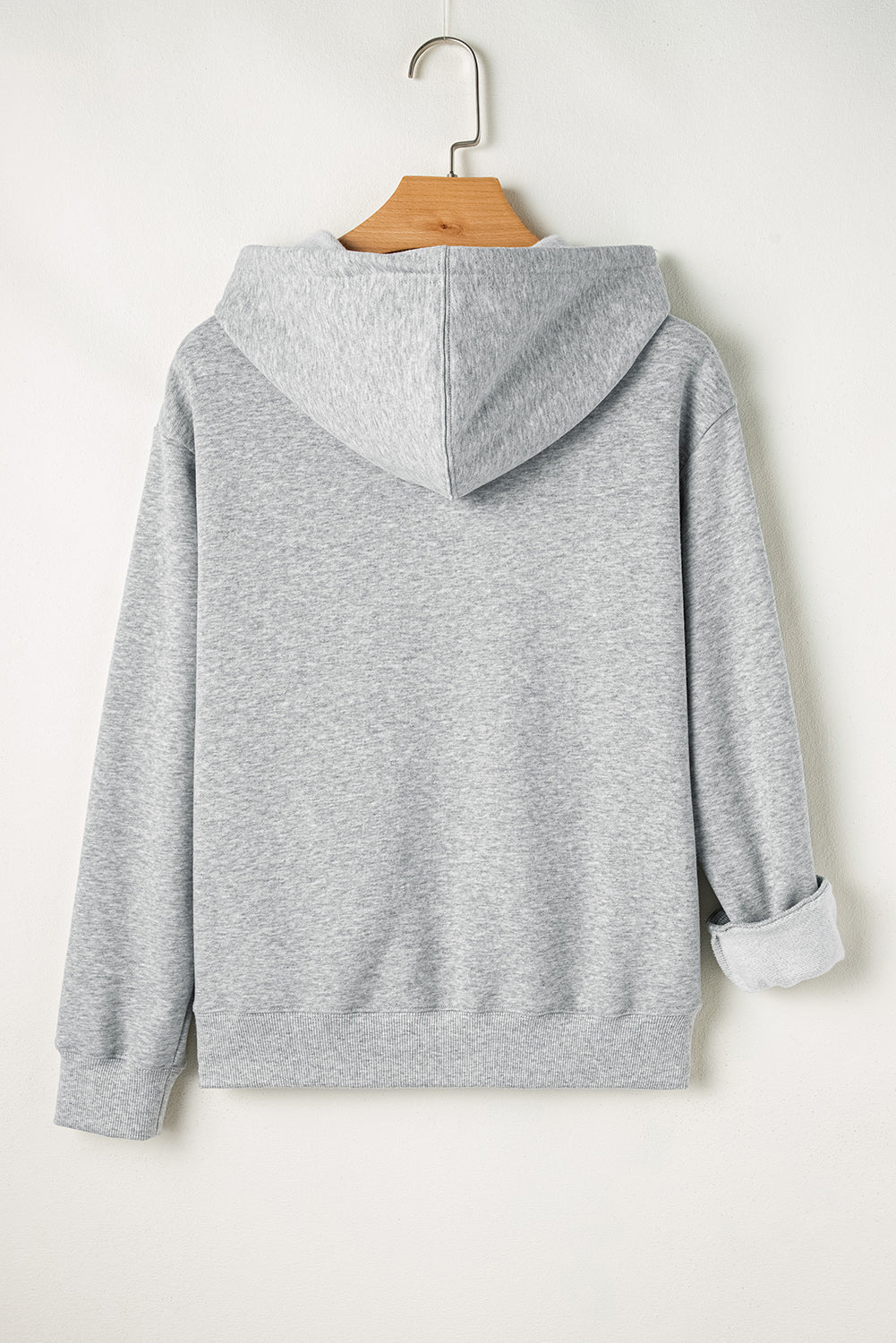 Sweat à capuche à cordon de serrage doublé en polaire de couleur unie gris clair avec poche