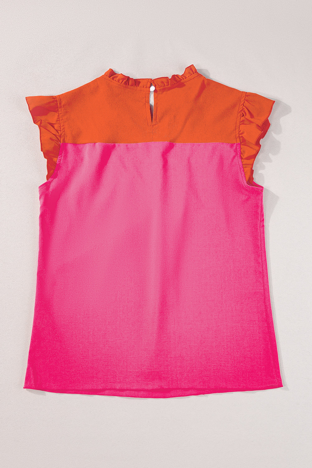 Blouse orange bicolore à volants et manches flottantes-A WOMAN WE LOVE