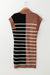 Black striped sweater dress and colored blocks, zipped collar, short sleeves