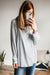 Gray Striped Crew Neck Long Sleeve Oversized Top