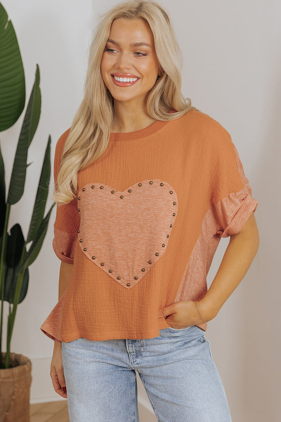 High dolman textured with heart patch *