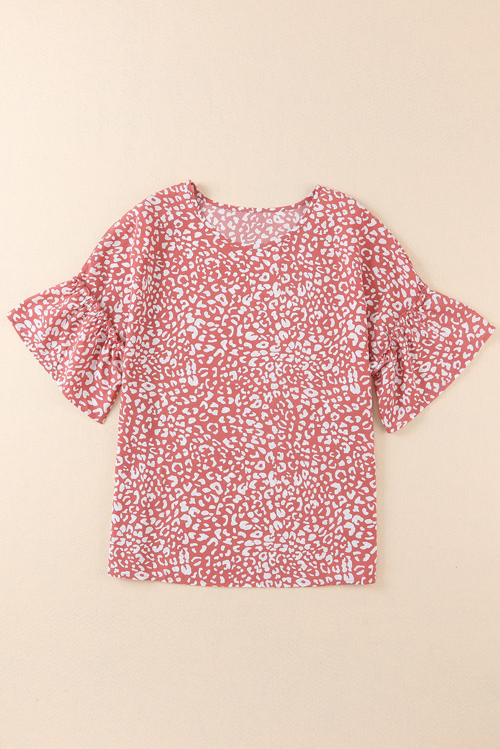 Pink Leopard Spotted Ruffle Sleeve T-Shirt