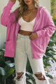 Thermal Waffle Knit Full Zip Hooded Jacket Pink