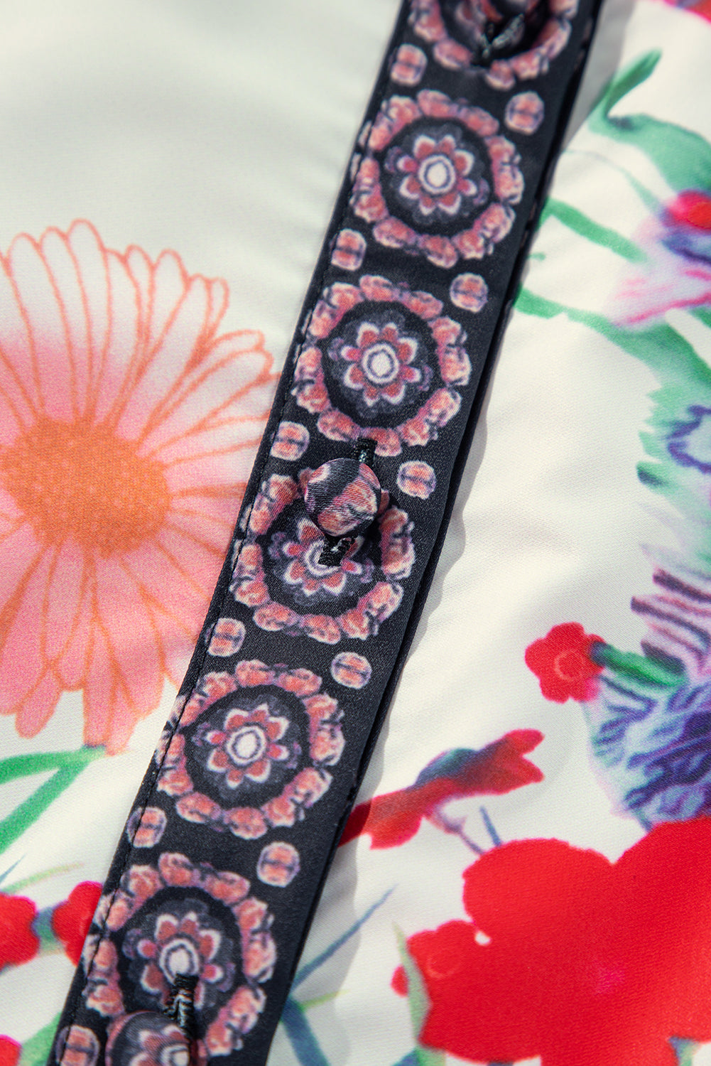 Mini-robe chemise taille haute boutonnée *