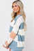 Light Blue Color Block Striped Drop Shoulder Long Sleeve Top