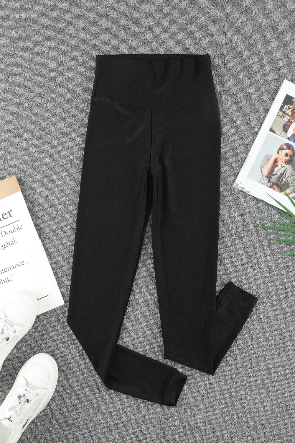 Schwarzer Hochhaus enger Leggings mit Taillenkincher